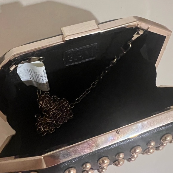 NEW. Blk leather gold studded clutch of crossbody! - Picture 12 of 12